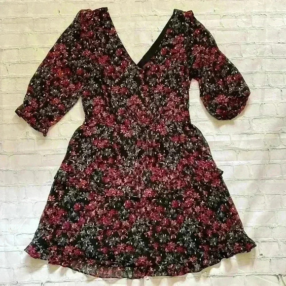 BCX dress black ruffled metallic sheer lined - Picture 2 of 7